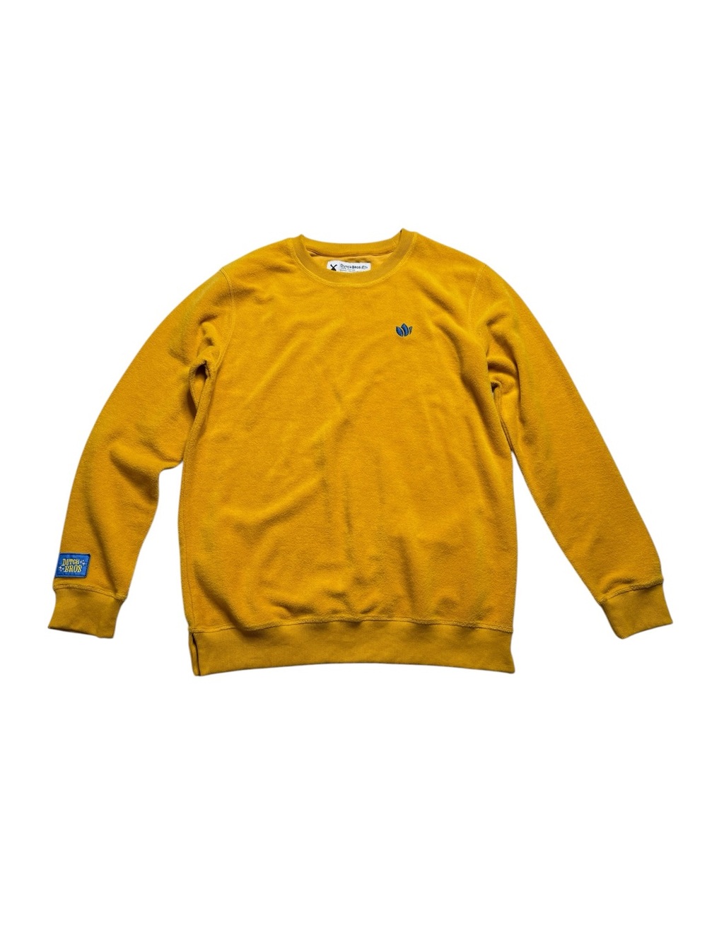 Dutch Bros Coffee Soft Fleece 100% Cotton Mustard Crew Neck Sweatshirt Men’s M